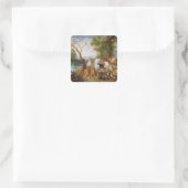 Die Tiere, die in Noahs Arche eindringen Quadratischer Aufkleber (Tasche)