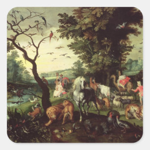 Die Tiere, die Noahs Arche kommen Quadratischer Aufkleber