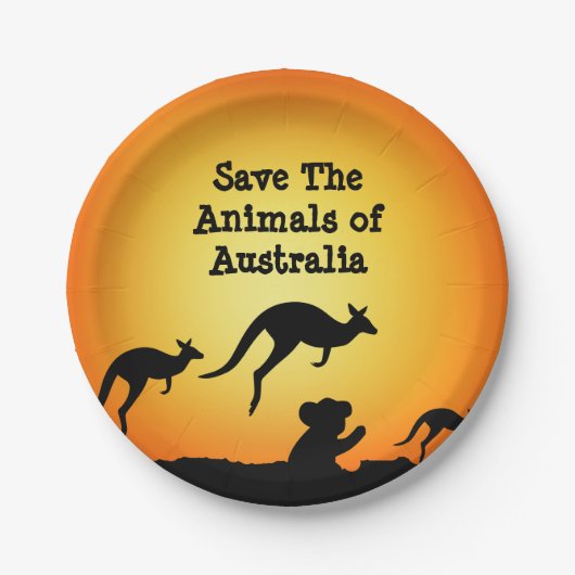 Die Tiere in Australien gerettet Pappteller (Vorderseite)