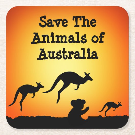 Die Tiere in Australien gerettet Rechteckiger Pappuntersetzer (Vorderseite)