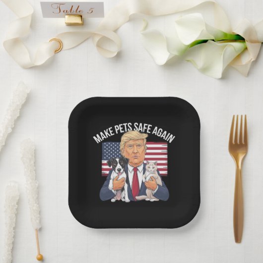 Die Tiere wieder sicher machen Rett unsere Haustie Pappteller (Hochzeit)