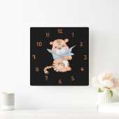 Die Tigerwall-Uhr Quadratische Wanduhr (Zuhause)