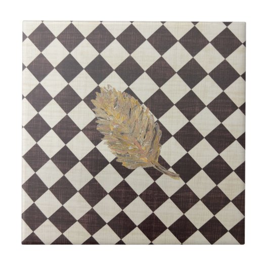 Die Tile der Gold-Leaf-Diamond-Keramik Fliese (Vorderseite)