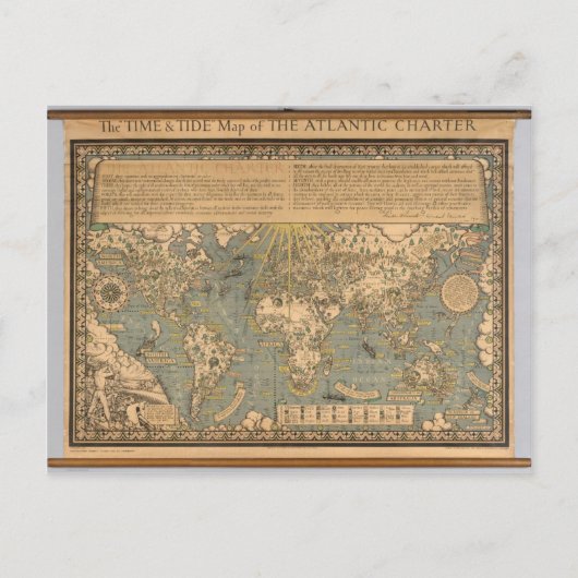 Die "Time & Tide"-Karte der Atlantischen Charta Postkarte (Vorderseite)