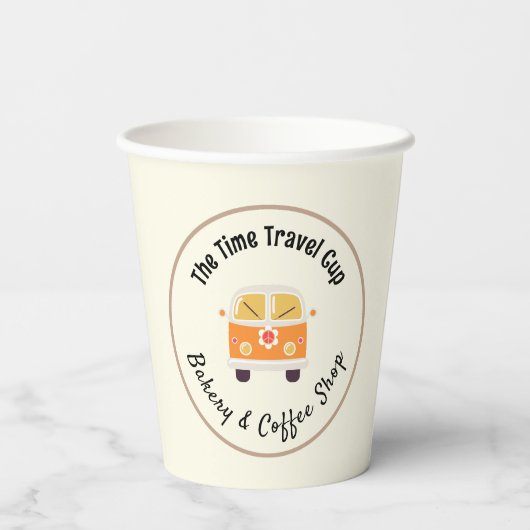 Die Time Traveler Coffee Geschäft Papiertasse Pappbecher (Rückseite)