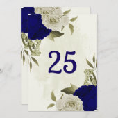 Die Tischnummer ist blau-beige (Vorne/Hinten)