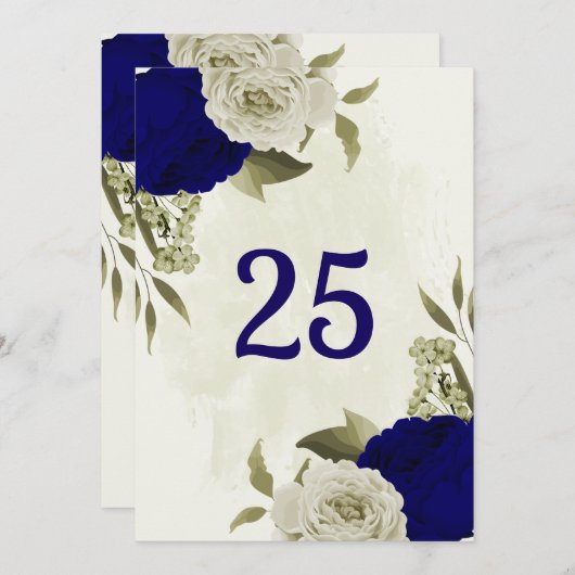 Die Tischnummer ist blau-beige (Vorne/Hinten)