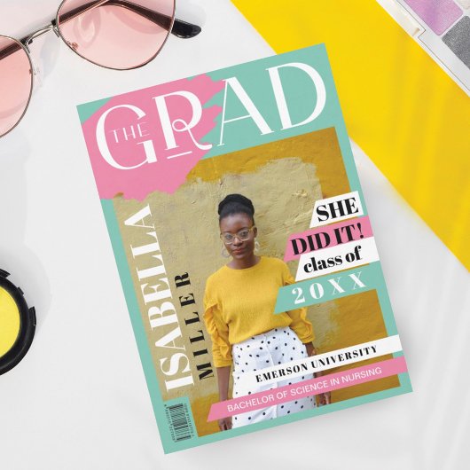 Die Titelseite des Grand Fun Trendy Graduate Foto Ankündigung
