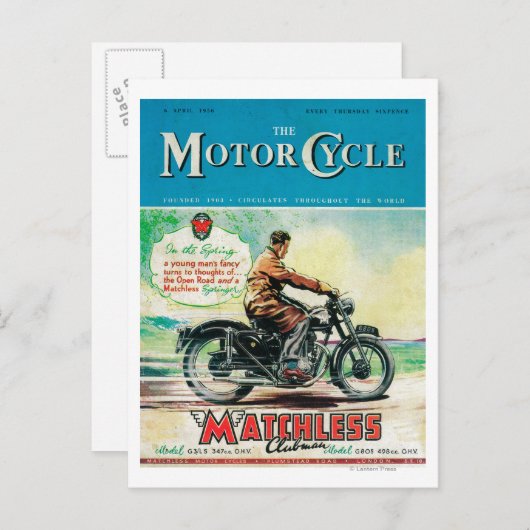 Die Titelseite des Motor Cycle Magazine Postkarte (Vorne/Hinten)