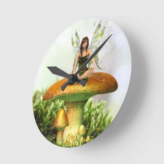 Die Toadstool Fairy Runde Wanduhr (Winkel)