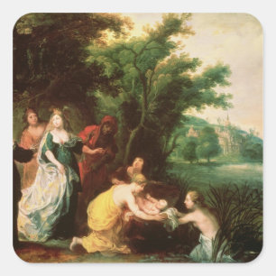 Die Tochter des Pharaos, die Moses entdeckt Quadratischer Aufkleber