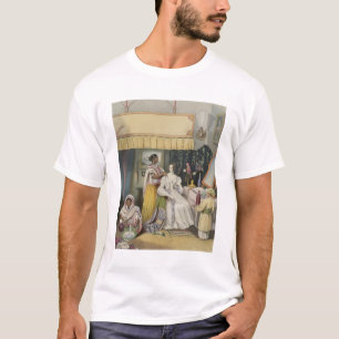 Die Toilette junger Dame, überziehen 2 von T-Shirt