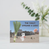 Die Toilette Sprung ein Leck! Postkarte (Stehend Vorderseite)
