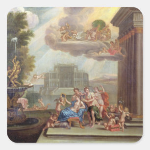 Die Toilette von Venus, 18. Jahrhundert Quadratischer Aufkleber