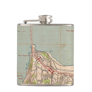 Die topografische Karte des Golden Gate Flachmann