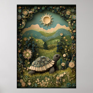 Die Tortoise | Sonnige Sommerwaldkunst Poster