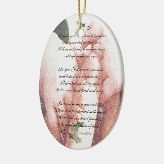 Die Touch eines Enkelkindes Keramikornament (Links)