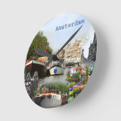 Die touristischen Sehenswürdigkeiten von Amsterdam Runde Wanduhr (Winkel)