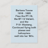 Die Trading Card WESPE Barbaras Towne Visitenkarte (Rückseite)