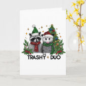 Die Trashy Duo Niedliche Tiere Weihnachtsgrüße Karte (Gelbe Blume)