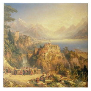 Die Trauben-Ernte feiern, See Orta, Norden es Fliese