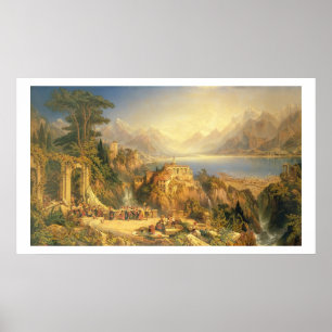 Die Trauben-Ernte feiern, See Orta, Norden es Poster