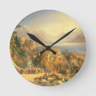 Die Trauben-Ernte feiern, See Orta, Norden es Runde Wanduhr