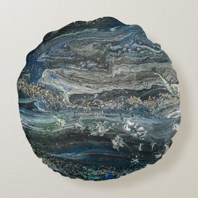 Die Träume der abstrakten Keramik des Ozeans 20 Rundes Kissen (Rückseite)