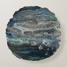 Die Träume der abstrakten Malerei des Ozeans 20 Rundes Kissen