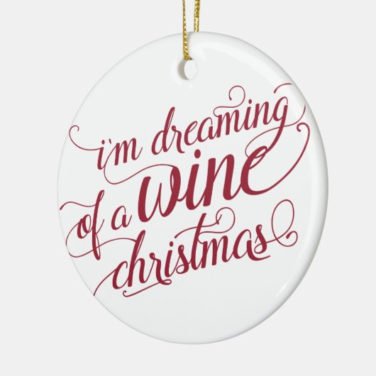 Die Träume von einem Wein Weihnachten | weiß und r Keramikornament (Links)