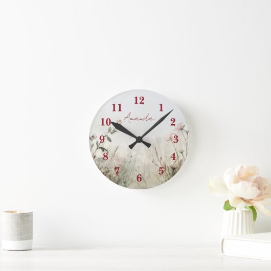 Die traumhafte Aussicht auf Frühlingsblumen Runde Wanduhr (Zuhause)