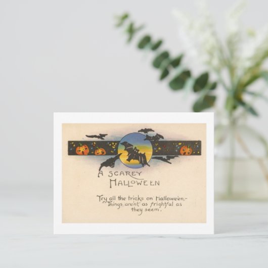 Die Tricks von Halloween Vintag Postkarte (Stehend Vorderseite)