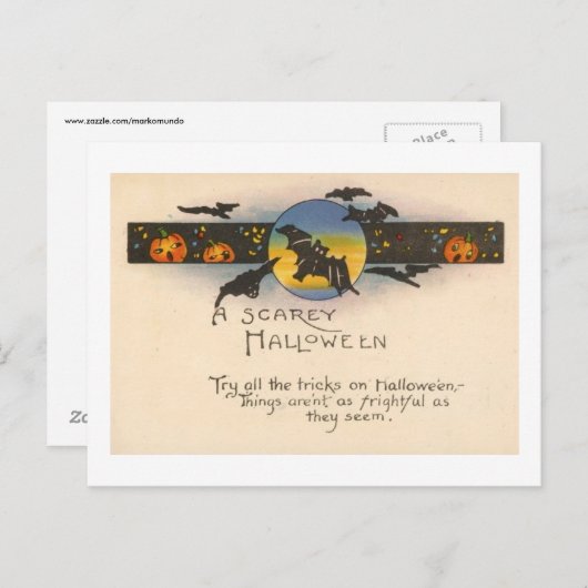 Die Tricks von Halloween Vintag Postkarte (Vorne/Hinten)