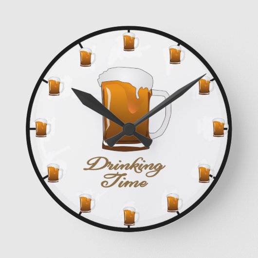 Die "trinkende Zeit-" Bier-Uhr Runde Wanduhr (Vorderseite)