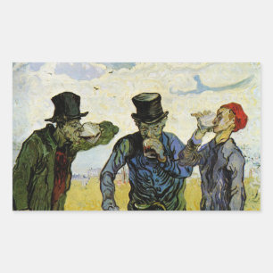 Die Trinker von Vincent van Gogh Rechteckiger Aufkleber