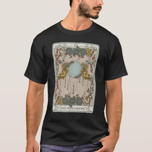 Die Triple Moon Tarot Card Blumenmond Crescent Ae T-Shirt (Vorderseite)
