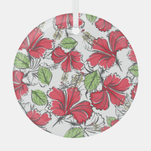 Die Tropen mit Vintagem Hibiskus einbinden Ornament Aus Glas