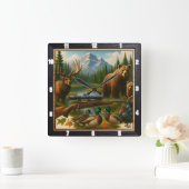 Die Trophäe des Bergkäfers Quadratische Wanduhr (Zuhause)