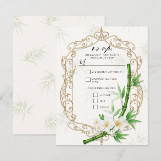 Die Tropical Imperial Bamboo Garten Hochzeit  Einladung (Vorne/Hinten)