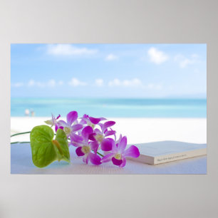 Die tropische Blume am Strand Poster