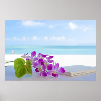 Die tropische Blume am Strand Poster