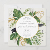 Die tropische Hochzeit von Green & Gold Rette die Save The Date (Vorderseite)