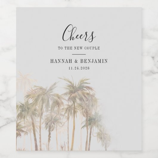 Die tropische Hochzeitsempfehlung der Palmen Weinetikett (Einzelnes Label)