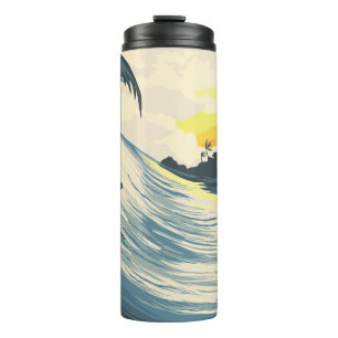 Die tropische Inselwelle und das Surfen bei Sonnen Thermosbecher