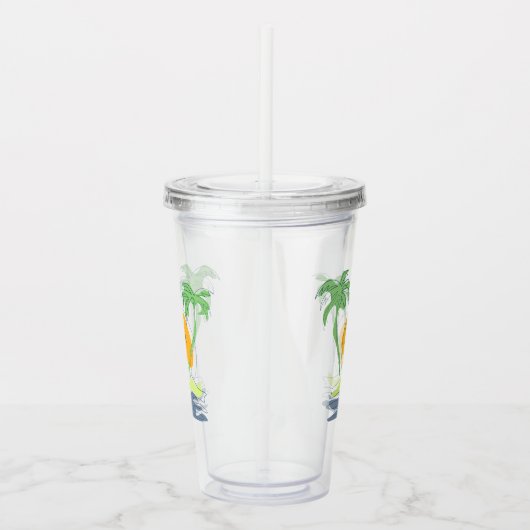 Die tropische Küste der Insel. Kontur Acryltrinkbecher (Rechts)