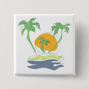 Die tropische Küste der Insel. Kontur Button