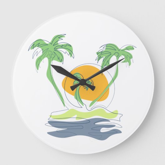 Die tropische Küste der Insel. Kontur Große Wanduhr (Vorderseite)