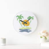 Die tropische Küste der Insel. Kontur Große Wanduhr (Zuhause)