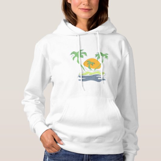 Die tropische Küste der Insel. Kontur Hoodie (Vorderseite)