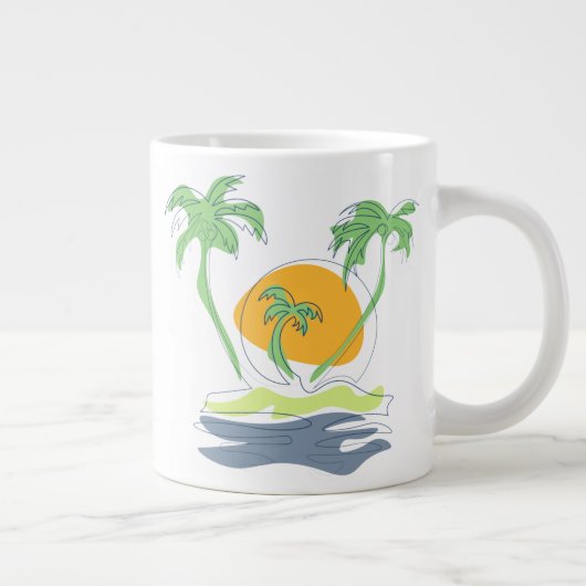 Die tropische Küste der Insel. Kontur Jumbo-Tasse (Rechts)